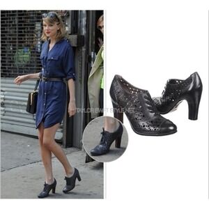 Sam Edelman 8 Sawyer Shoes Booties Black Lace Up Gothic Y2k Heel Oxford Witchy